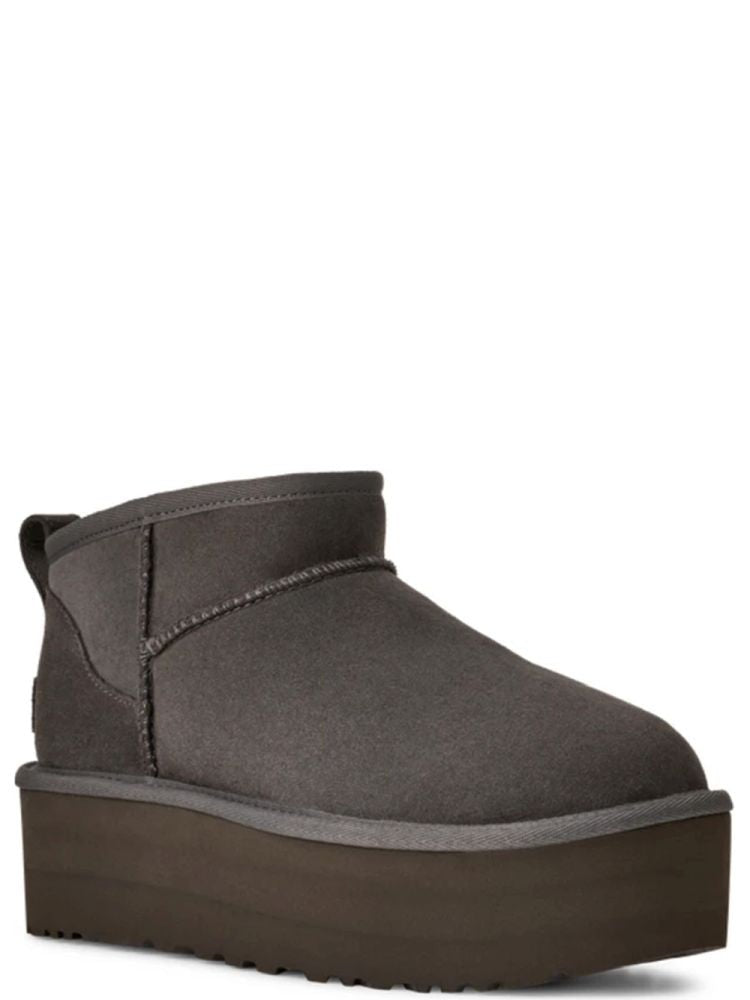 Ugg Grey Ultra Mini Platform Suede Ankle Boots