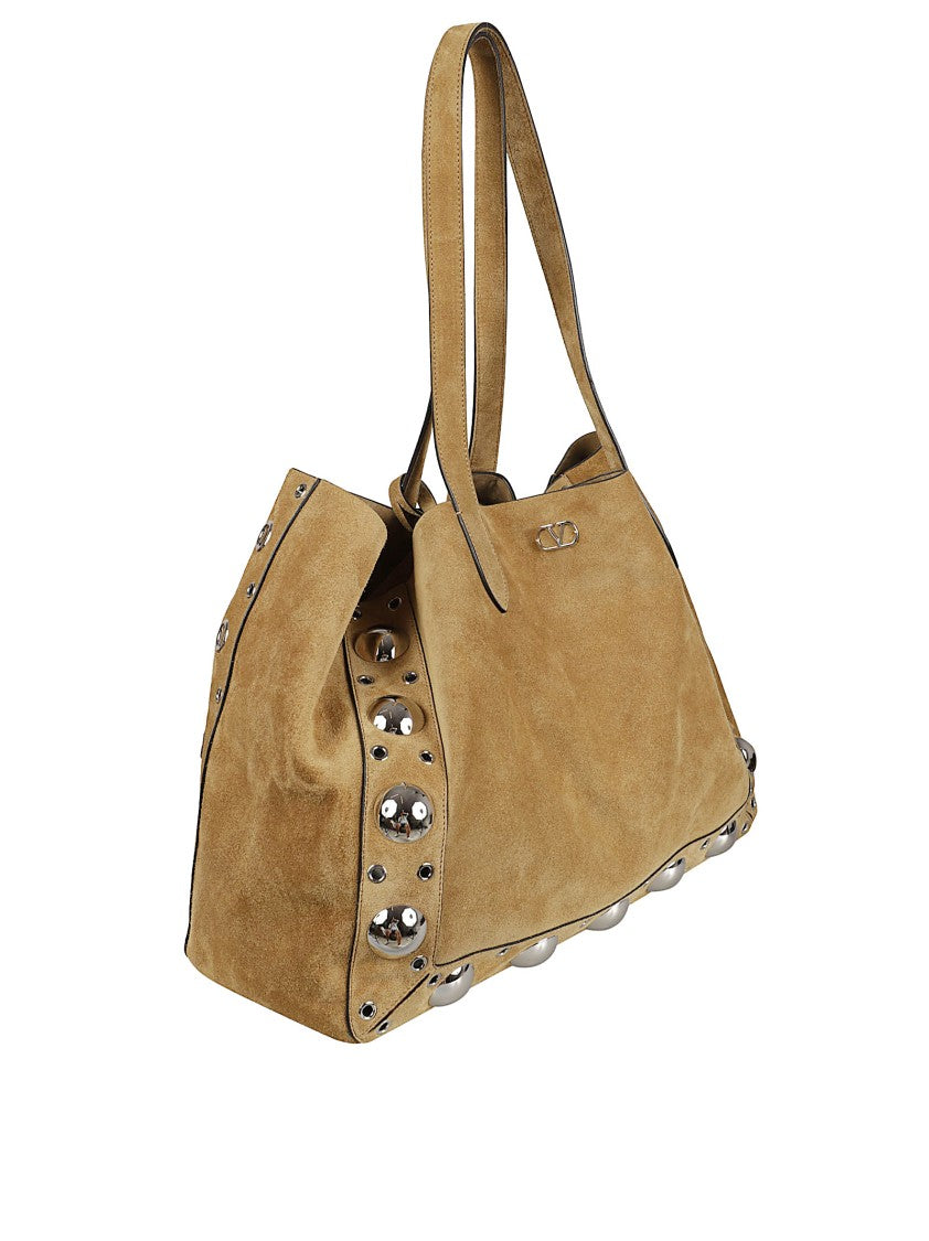 Valentino Garavani Large Suede Tote Bag With Sphere Studs
