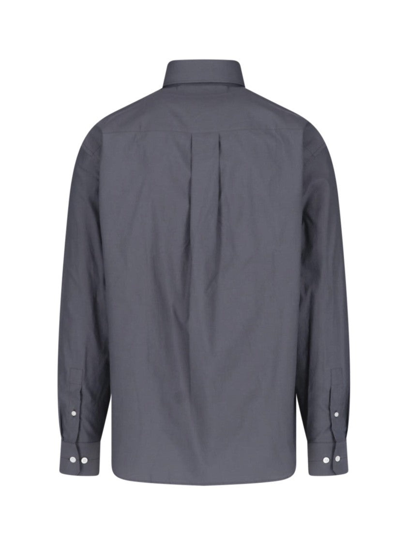Lemaire Grey Pointed Collar Cotton-Silk Shirt