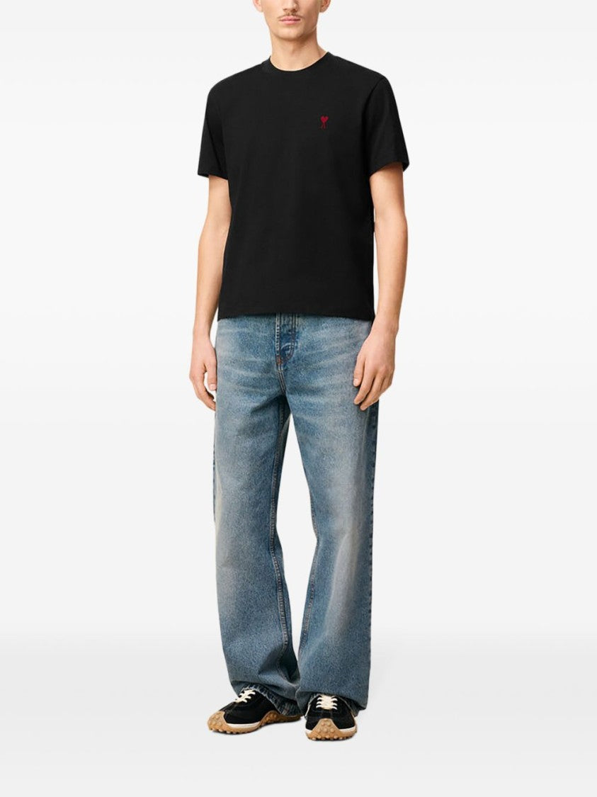 Ami Paris Black Red Ami De Coeur Monogram T-Shirt