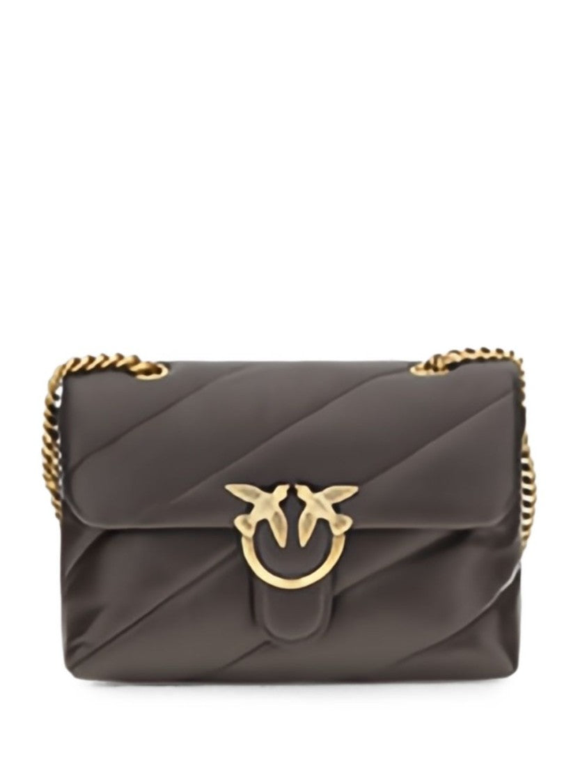Pinko Brown Quilted Gold Clasp Shoulder Bag