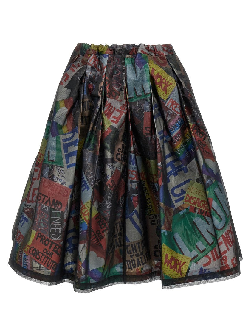 Comme Des Garçons Structured Midi Skirt With Overlapping Fabric Design