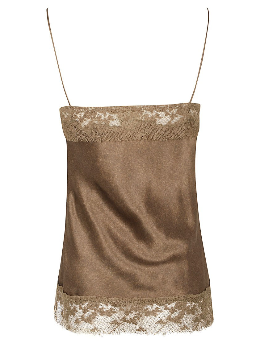 Ermanno Scervino Silk-Blend Camisole With Lace Trim By Ermanno Scervino