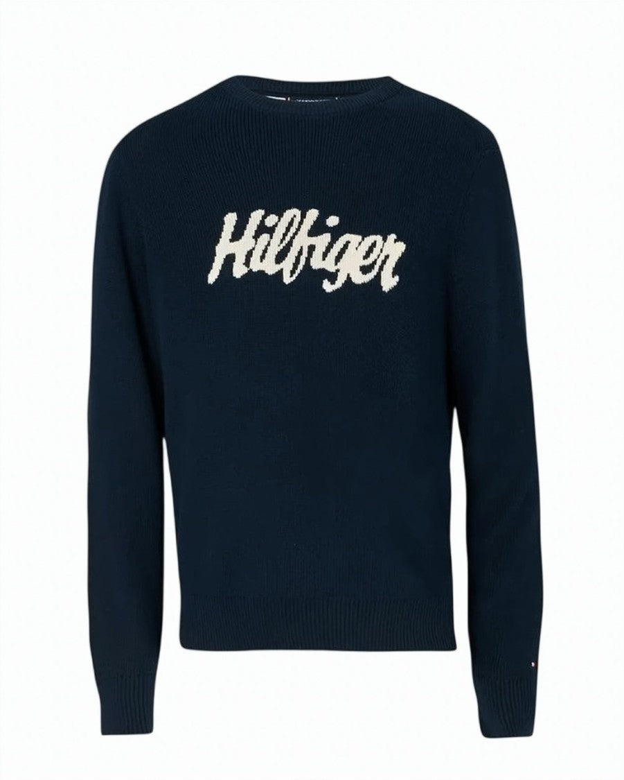 Tommy Hilfiger Blue Graphic Cotton Crewneck Sweater