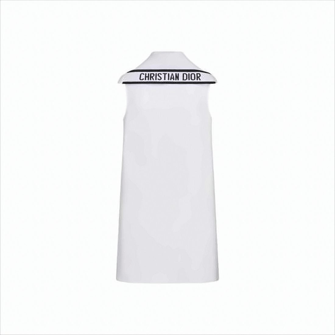 Christian Dior Sleeveless Midi Dress With Structured Collar
