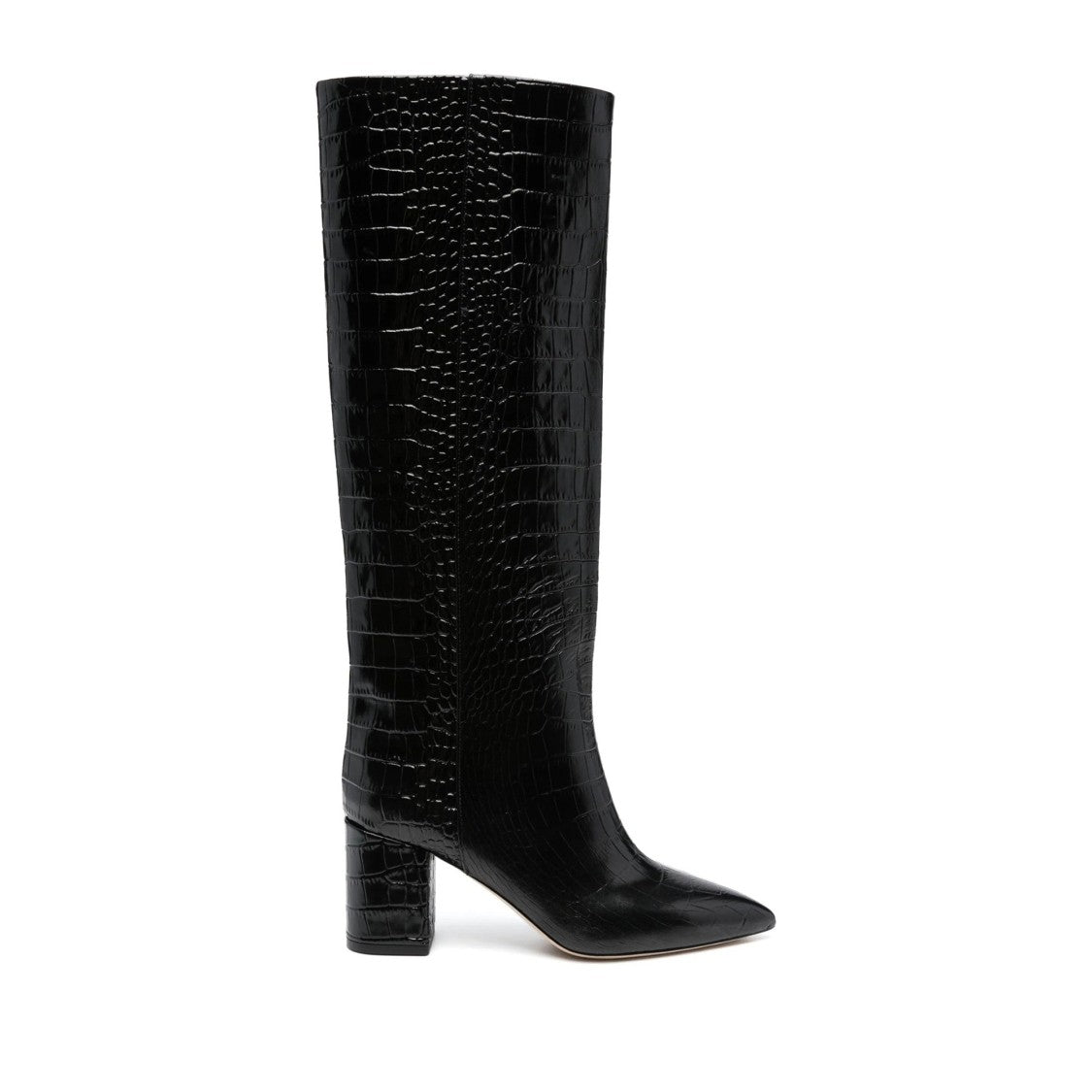 Paris Texas Black Anja Calf Leather Crocodile Boots