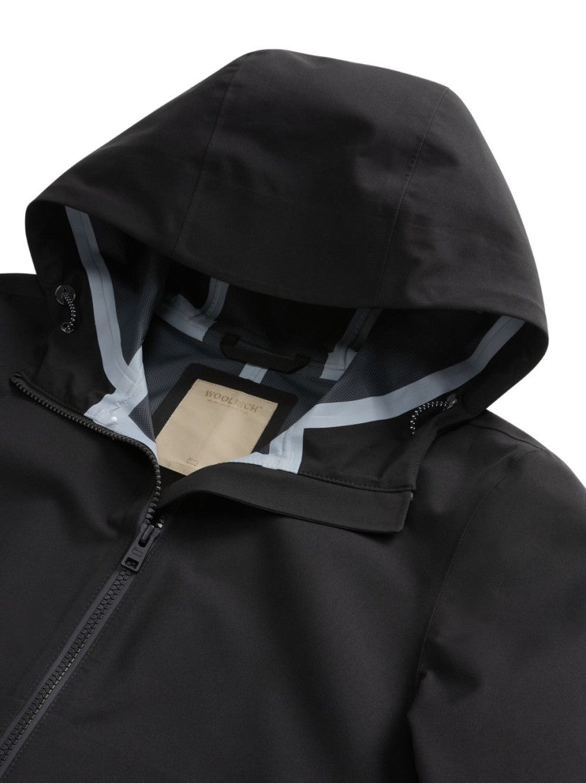 Woolrich Hooded Bomber Jacket With Zip Closure