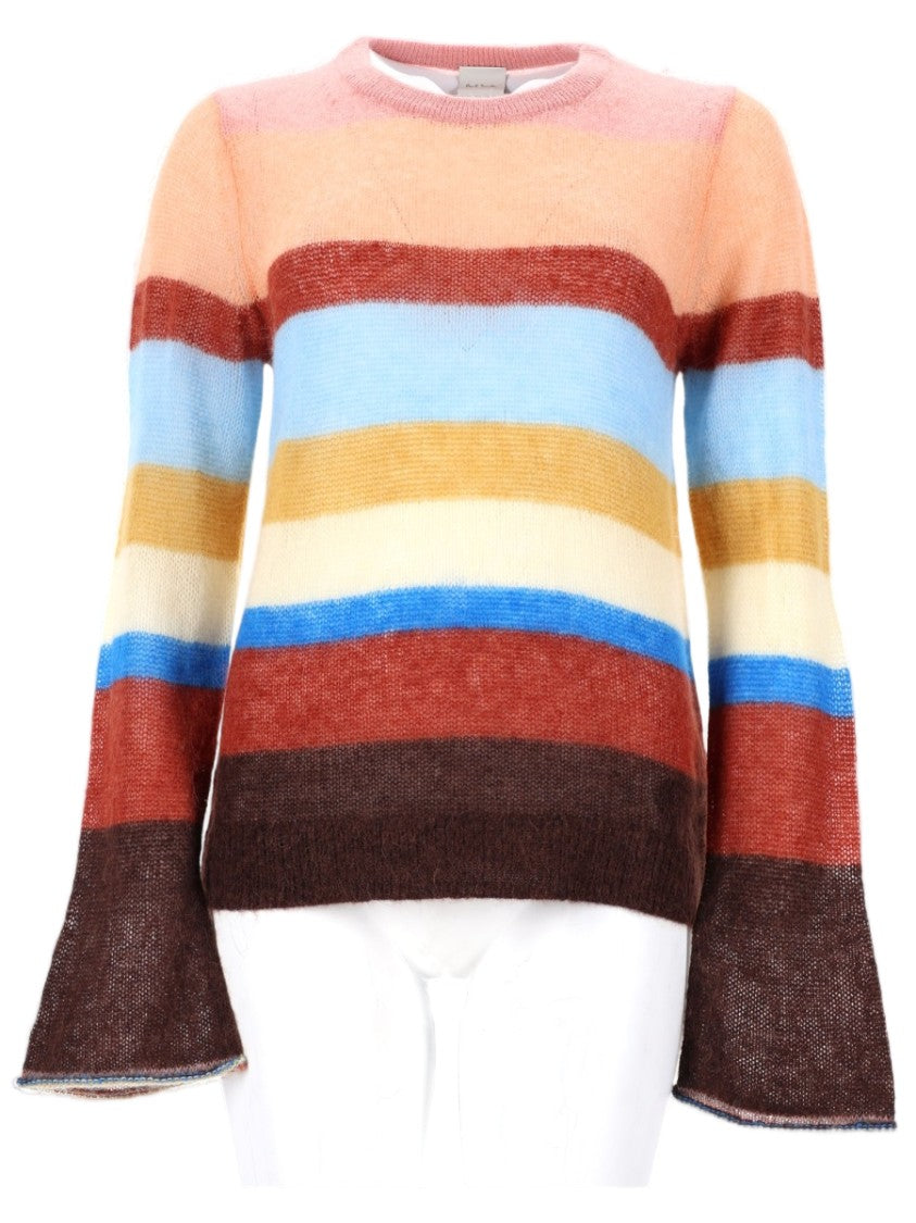 Paul Smith Horizontal Striped Knit Sweater With Flared Sleeves