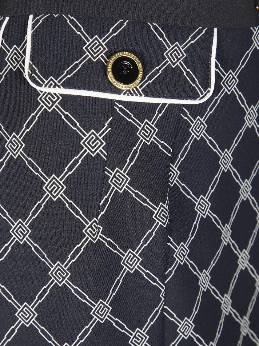 Elisabetta Franchi Fitted Black Skirt With Geometric Pattern
