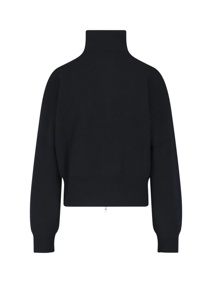 Extreme Cashmere Black Xtra Cute Cropped High-Collar Cashmere Cardigan