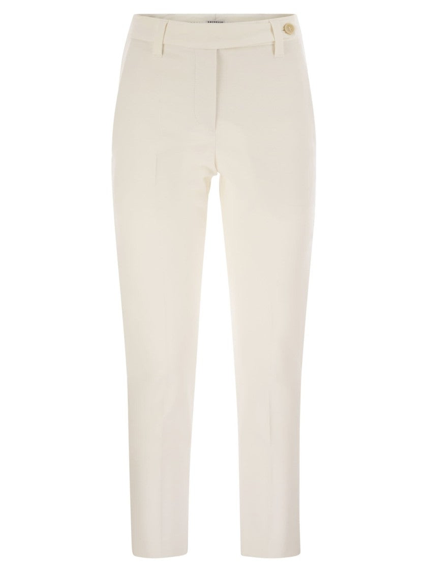 Brunello Cucinelli Cigarette Trousers In Stretch Cotton