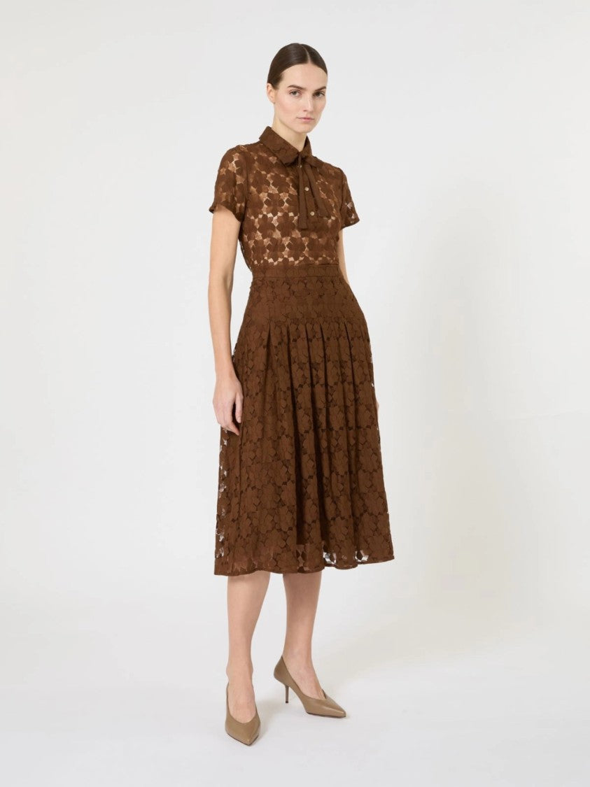 Max Mara Floral Lace Top With Bow Tie
