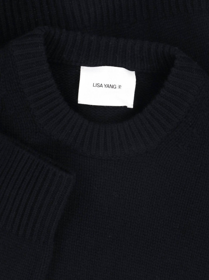 Lisa Yang Black Relaxed Fit Crew Neck Knit Sweater