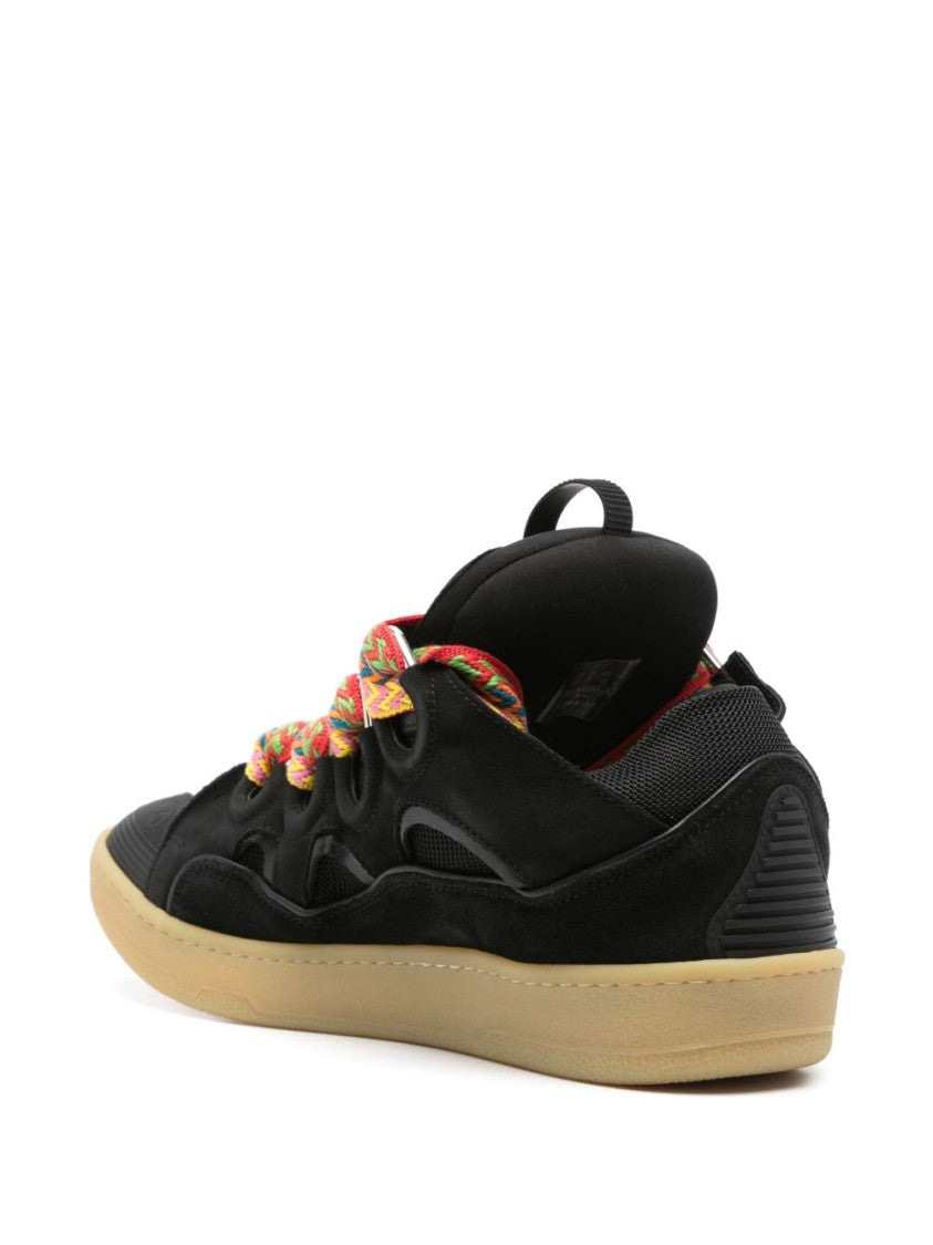Lanvin Panelled Padded Black Calf Suede Sneakers