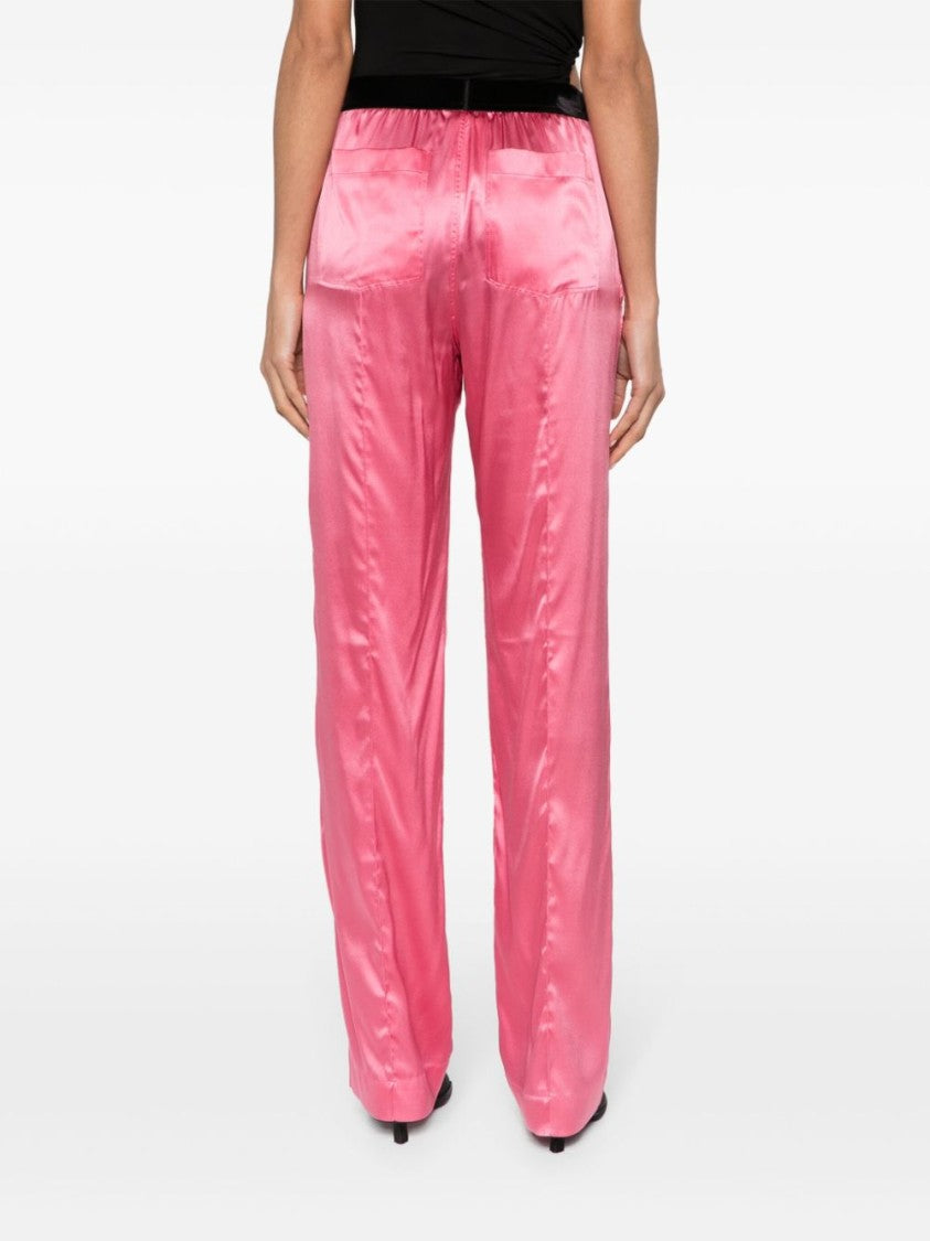 Tom Ford Flamingo Pink Stretch-Silk Trousers