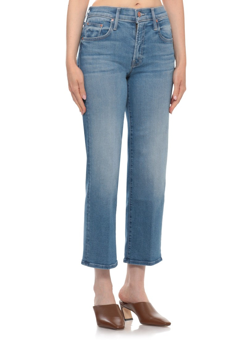Mother Light Blue Mid Rise Straight Jeans
