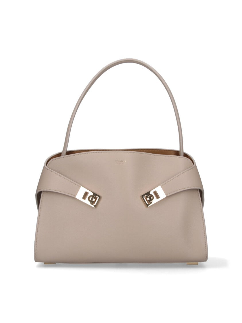 Ferragamo Cream Hug Soft Leather Shoulder Bag