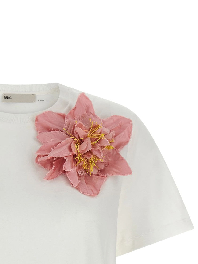 Tory Burch White Cotton Crewneck T-Shirt