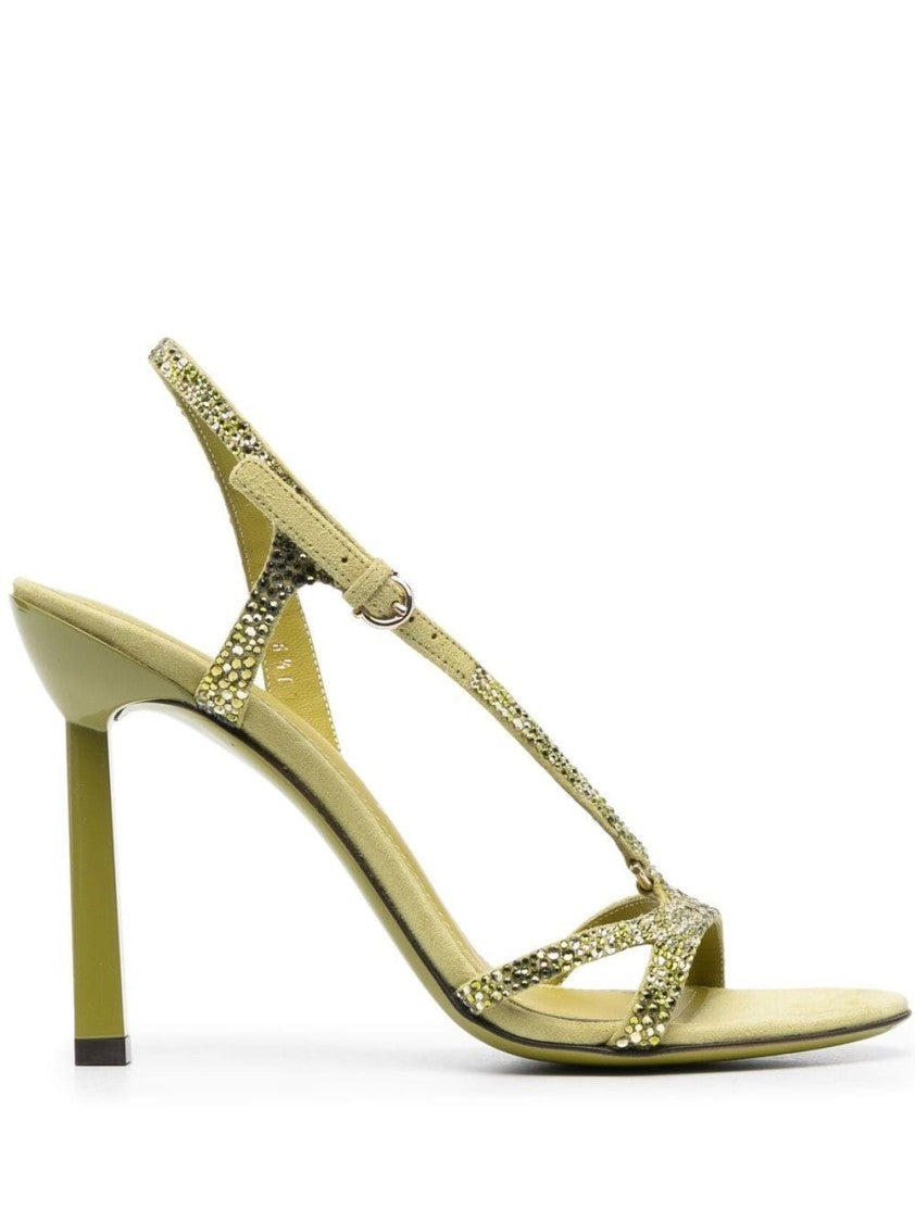 Ferragamo Rhinestone-Embellished Calf Leather Sandals