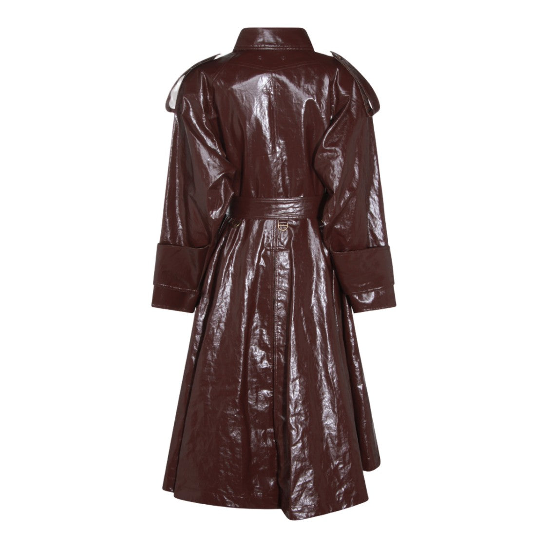Chloé Glossy Dark Brown Double-Breasted Belted Trench Coat