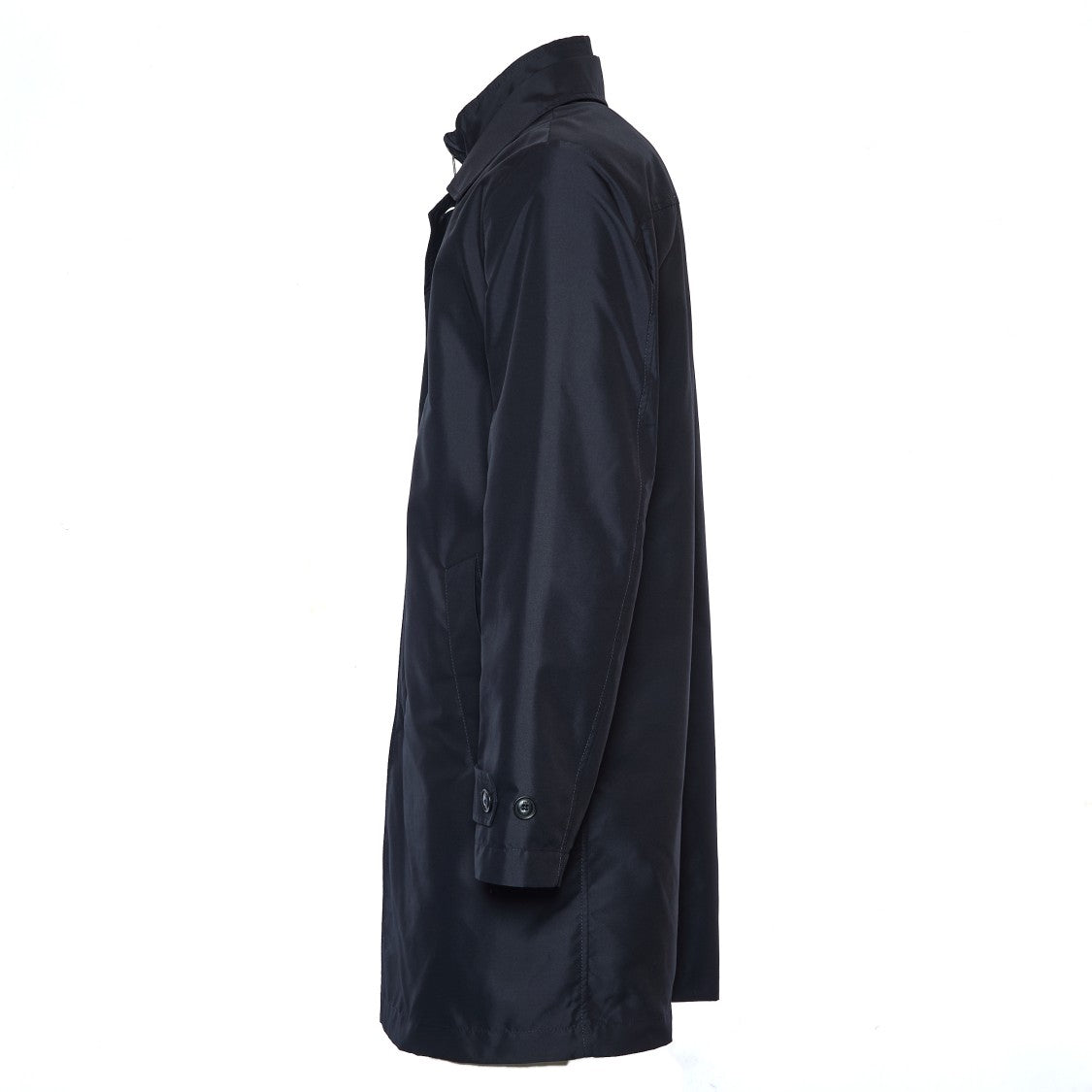 Fay Black Morning Db Front Coat With Concealed Closure