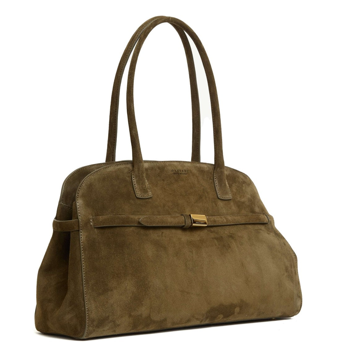 Orciani Olive Green Suede Aura Large Handbag