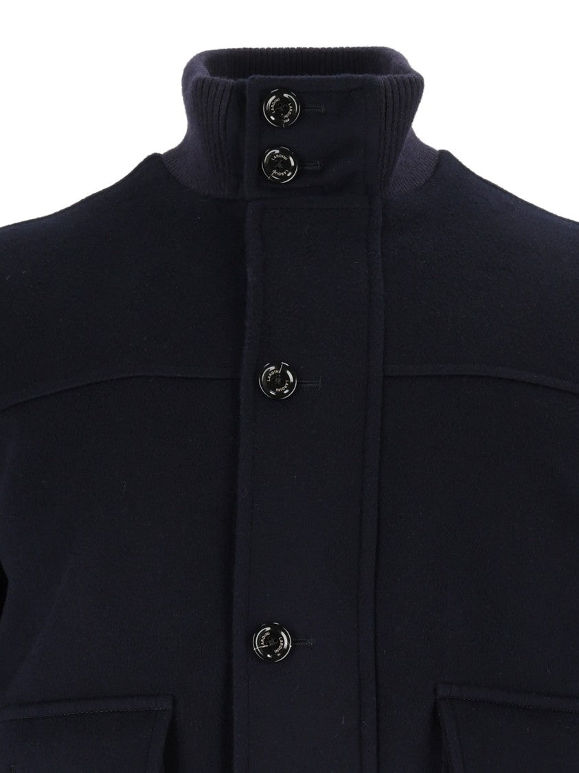 Lardini Blue Structured High Collar Jacket