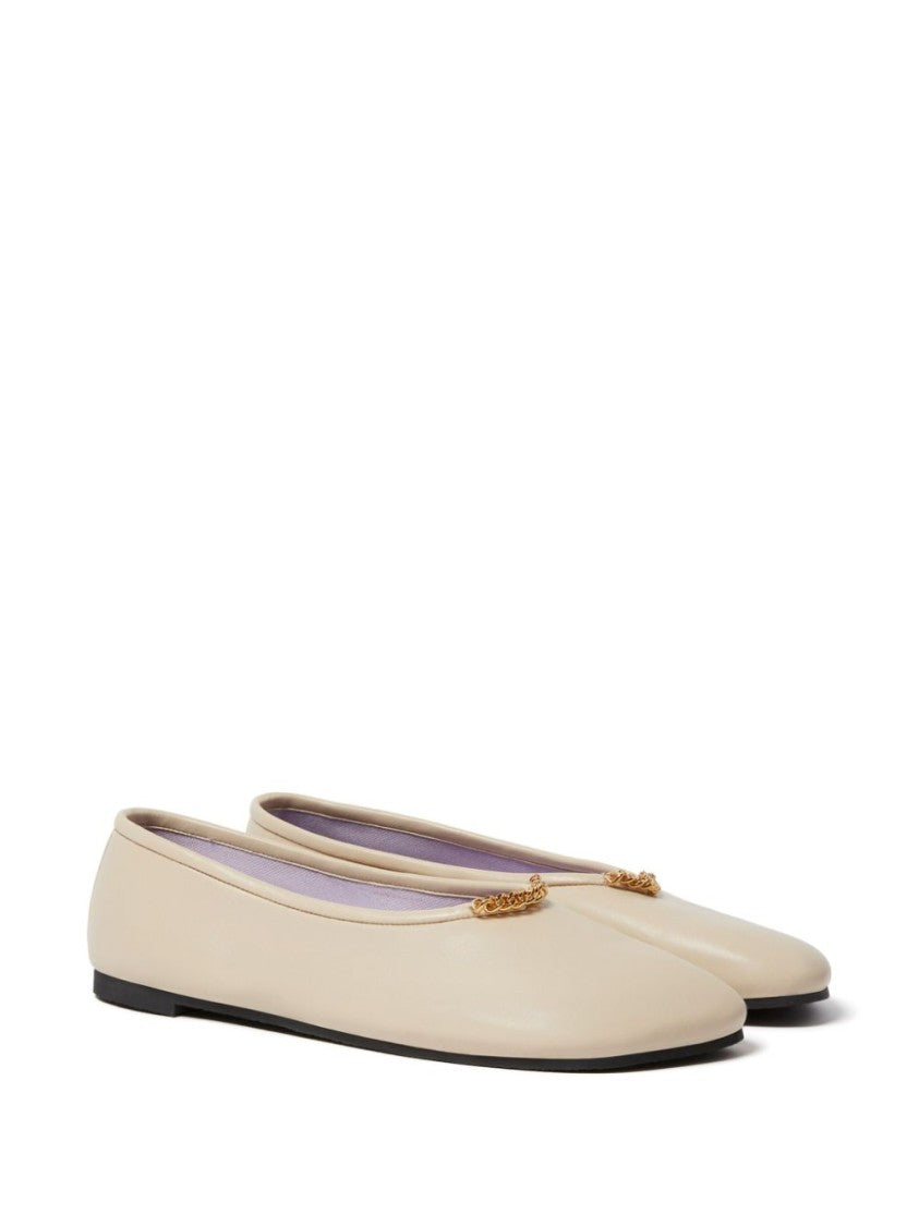 Stella Mccartney Rounded Toe Flats With Subtle Chain Detail