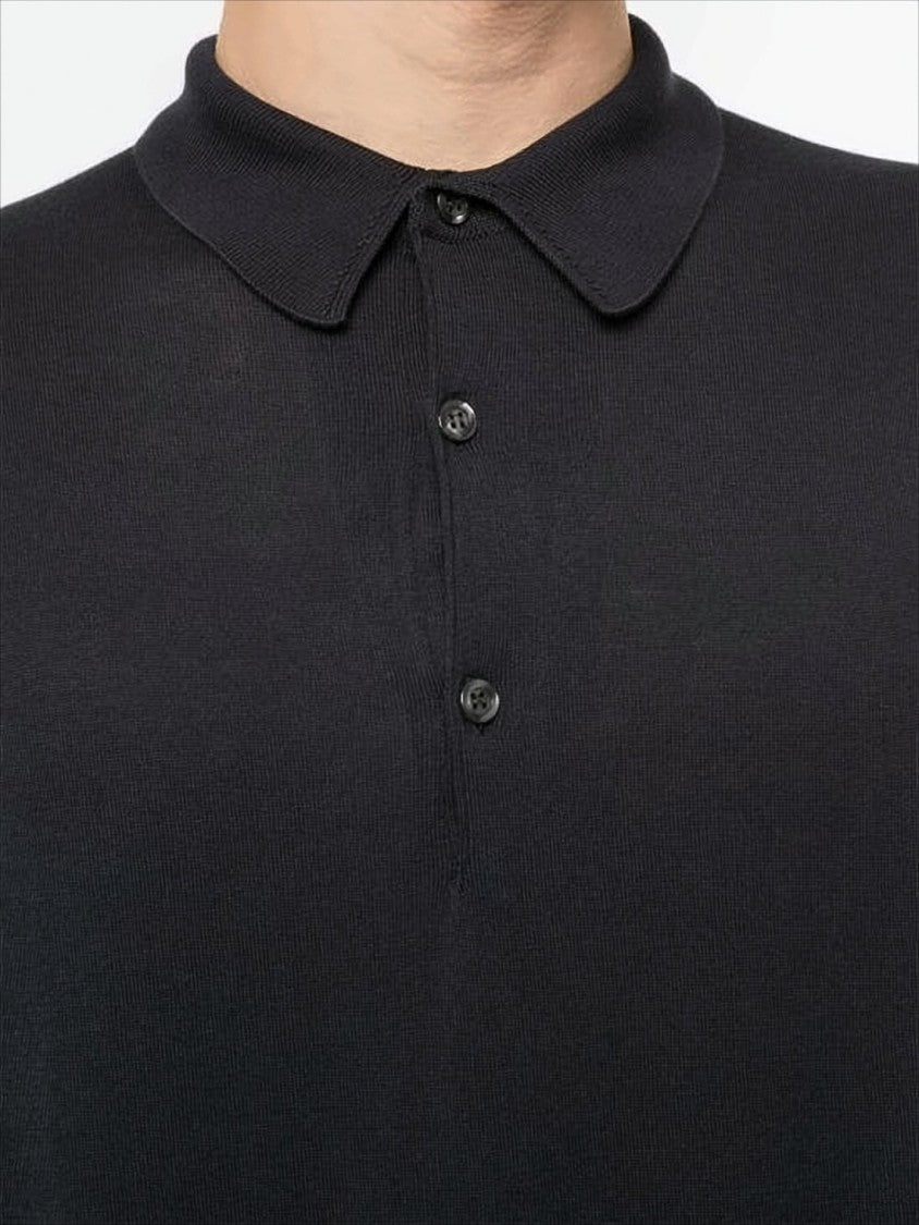 John Smedley Fine Cotton Long-Sleeve Polo Shirt With Classic Collar