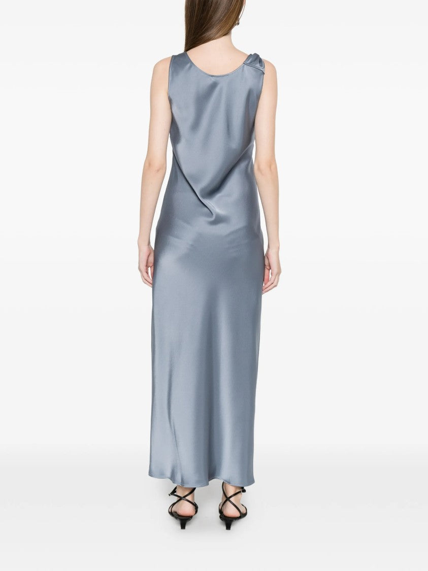 Marella Blue Mmlovale Satin-Finish Sleeveless Maxi Dress