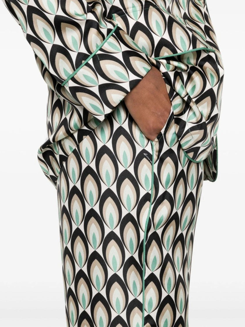 Lorena Antoniazzi Graphic-Print Silk Trousers