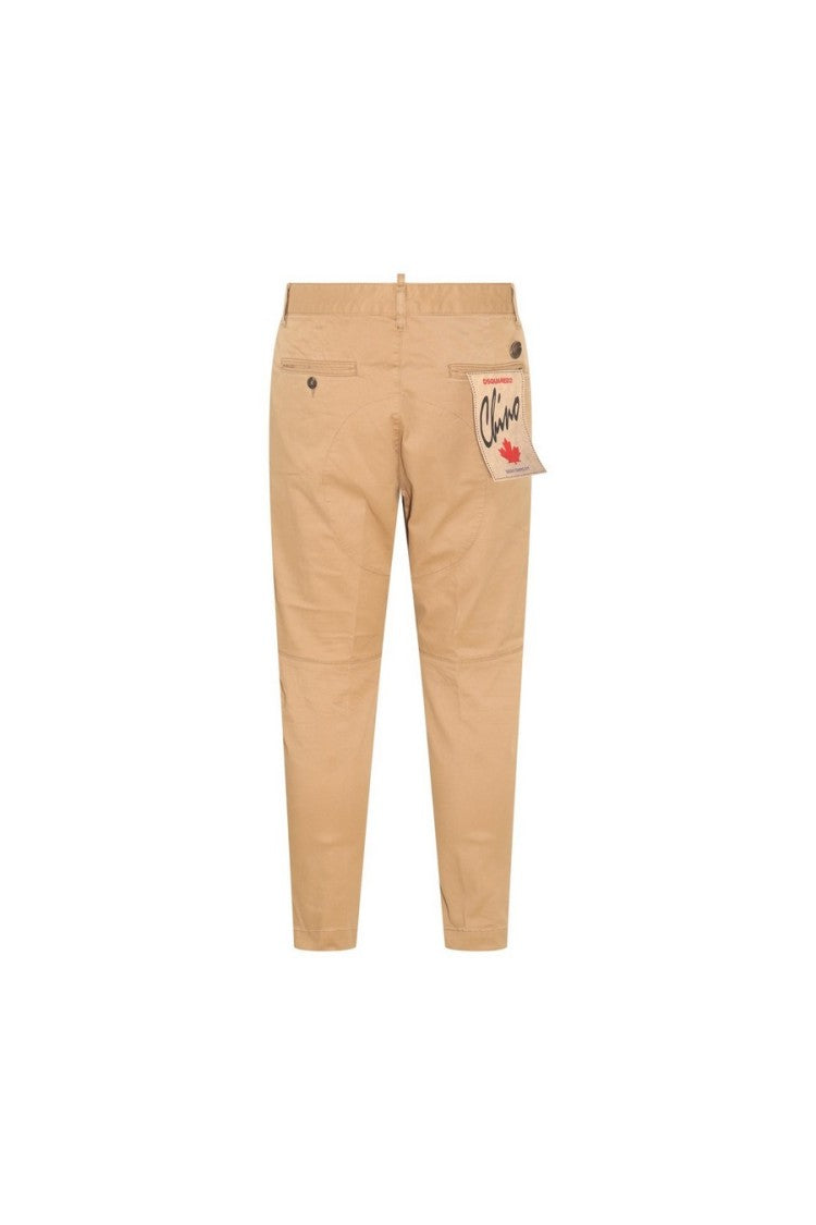 Dsquared2 Tailored Beige Trousers With Soft Cotton-Elastan Blend