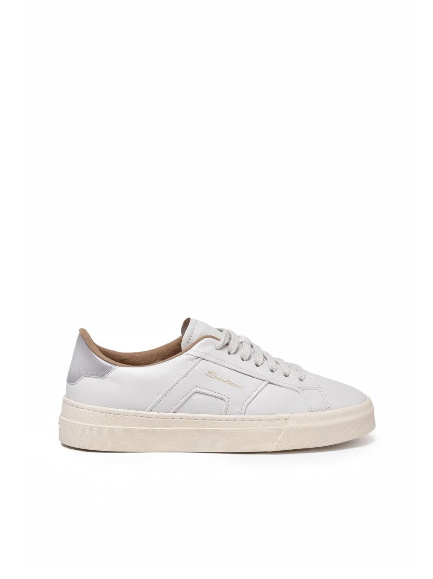 Santoni White Leather Minimalist Sneakers