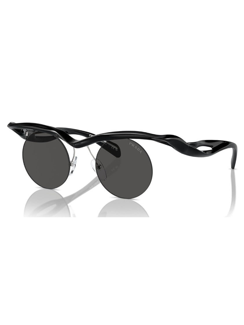 Prada Round Lens Sunglasses With Wavy Temple Structure