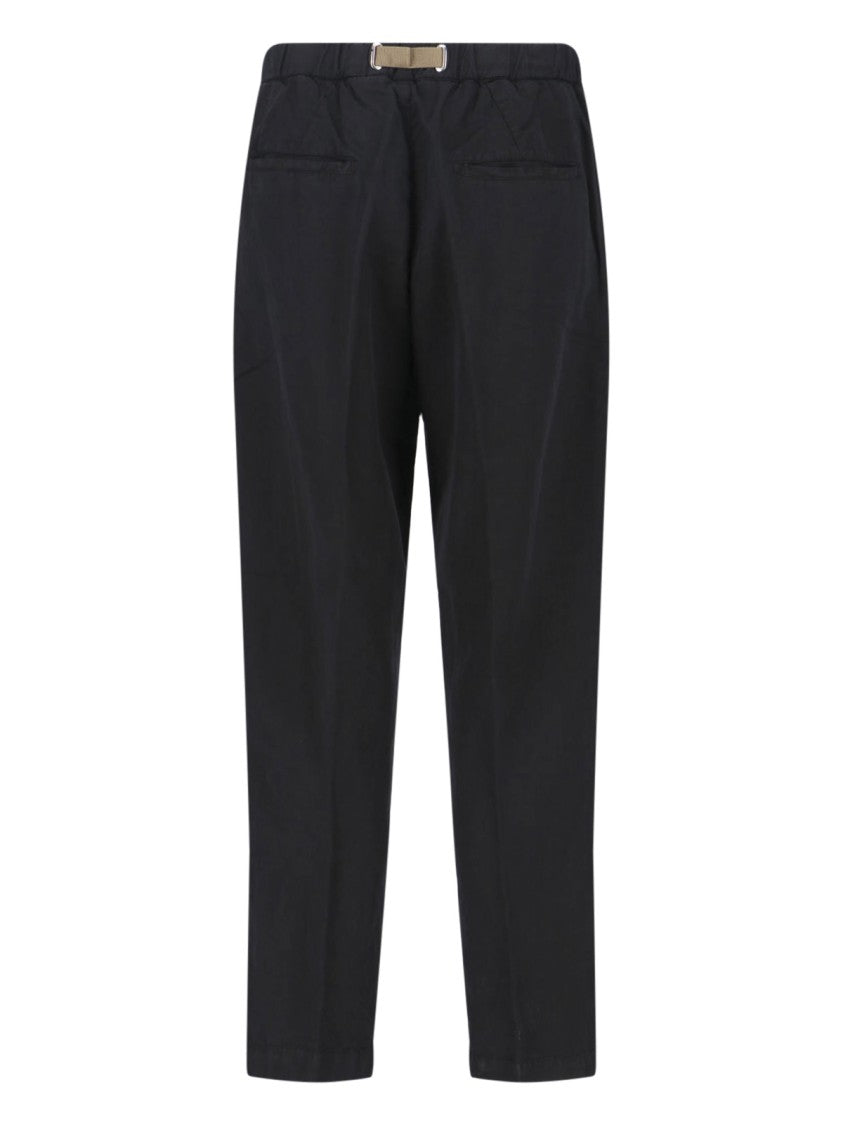 White Sand Mid-Rise Straight-Leg Pants With Adjustable Waist