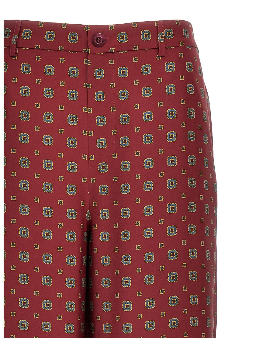 Moschino Vibrant Silk Trousers With Relaxed Fit And Elastic Waistband