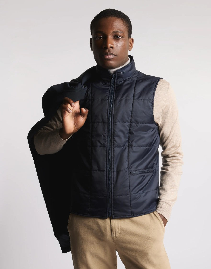 Fay Tailored Blue Stretch Db Coat