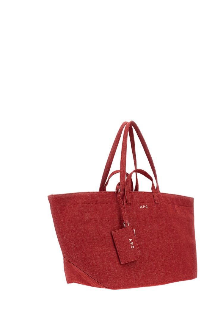 A.P.C. Red Le Drummer Toile Large Tote Bag