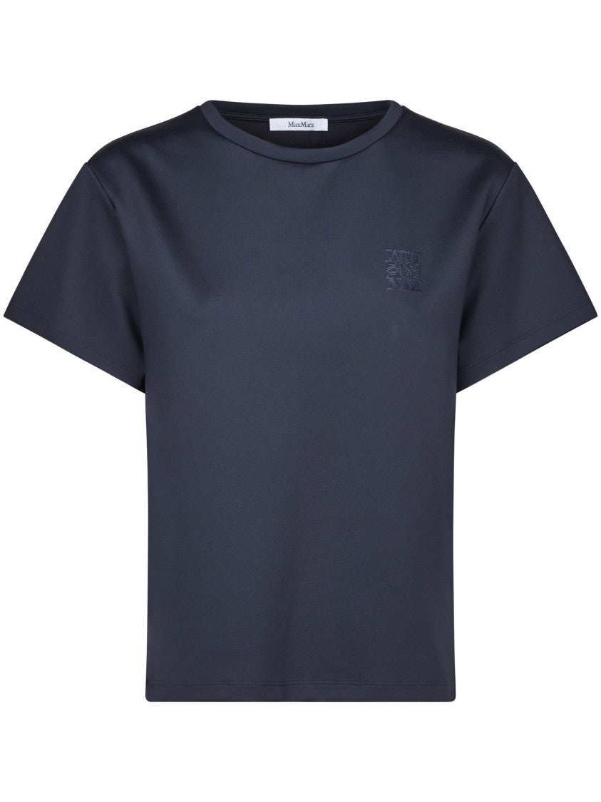 Max Mara Short-Sleeve Embroidered Logo Top