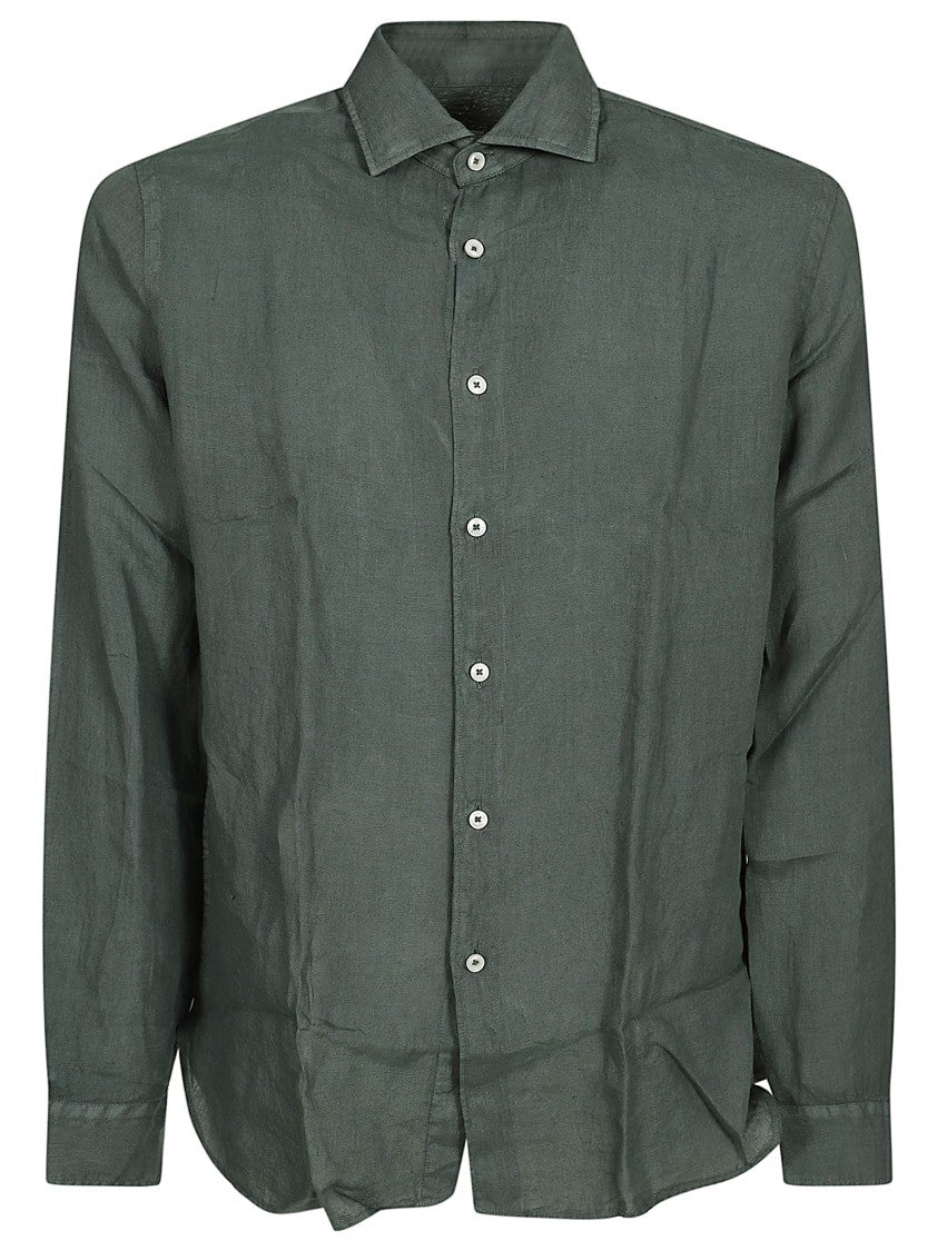 Xacus Linen Long-Sleeved Shirt With Button-Down Front And Classic Collar