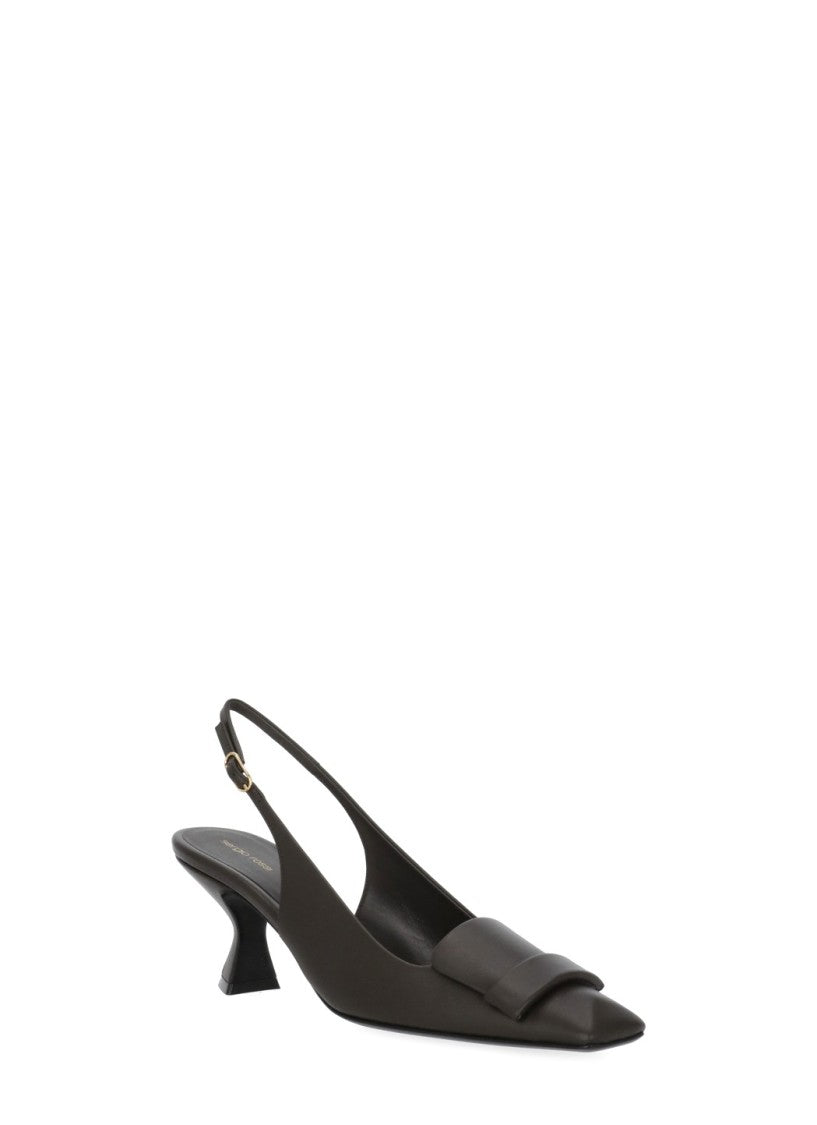 Sergio Rossi Brown Leather Slingback Pumps