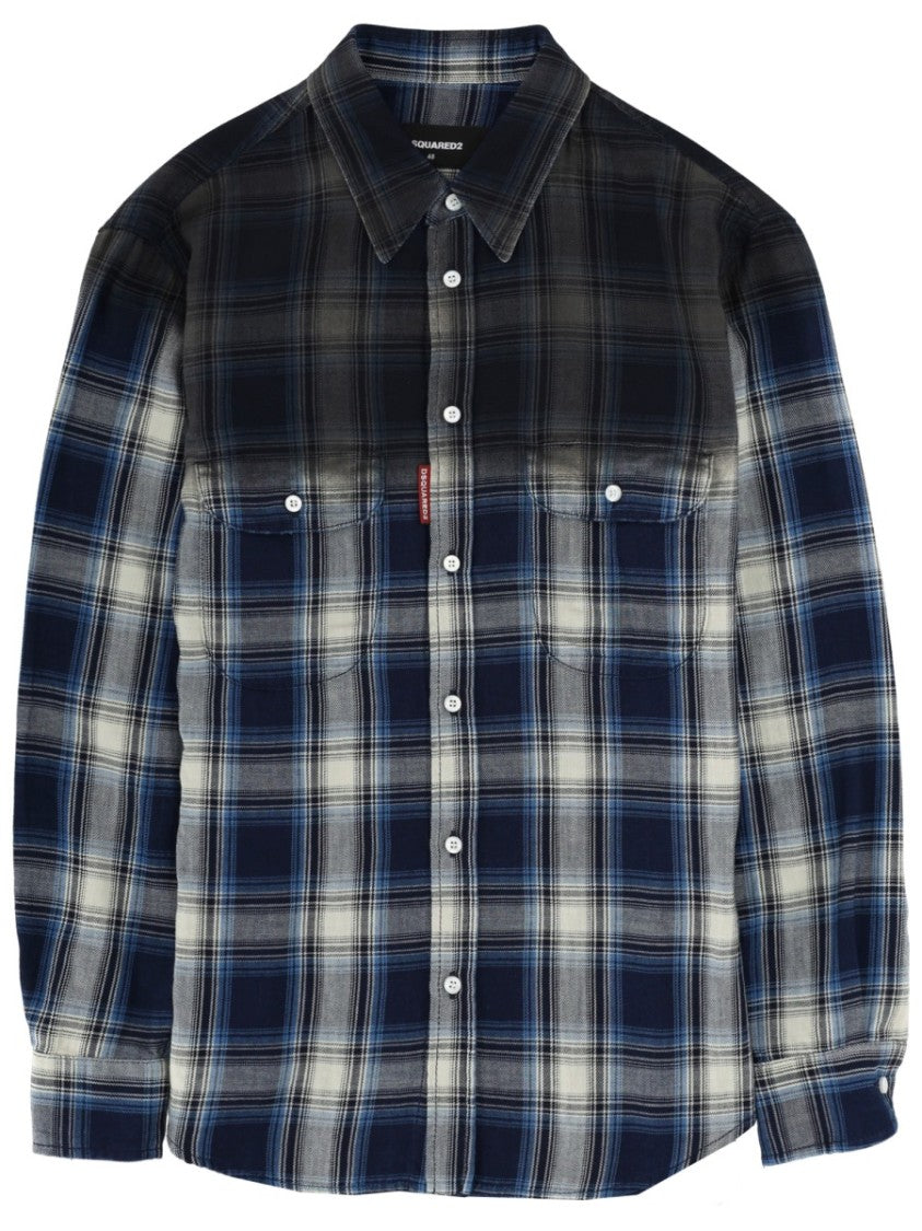 Dsquared2 Multicolor Gradient Plaid Cotton Shirt