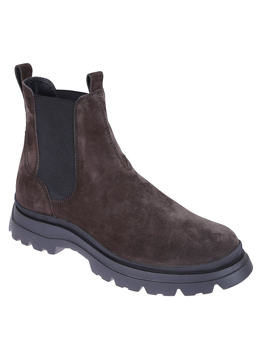 Hogan Brown Suede Chelsea Boots With Memory Foam Comfort