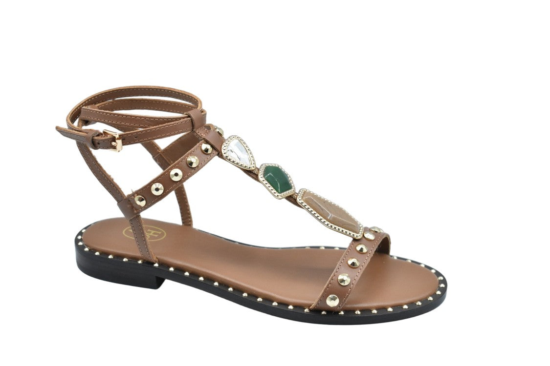 Ash Laced Detail Low Shoes With Decorative Stones