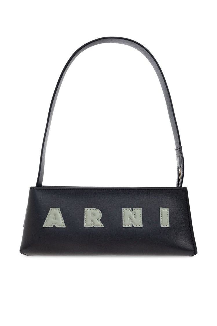 Marni Structured Black Calf Leather Shoulder Bag