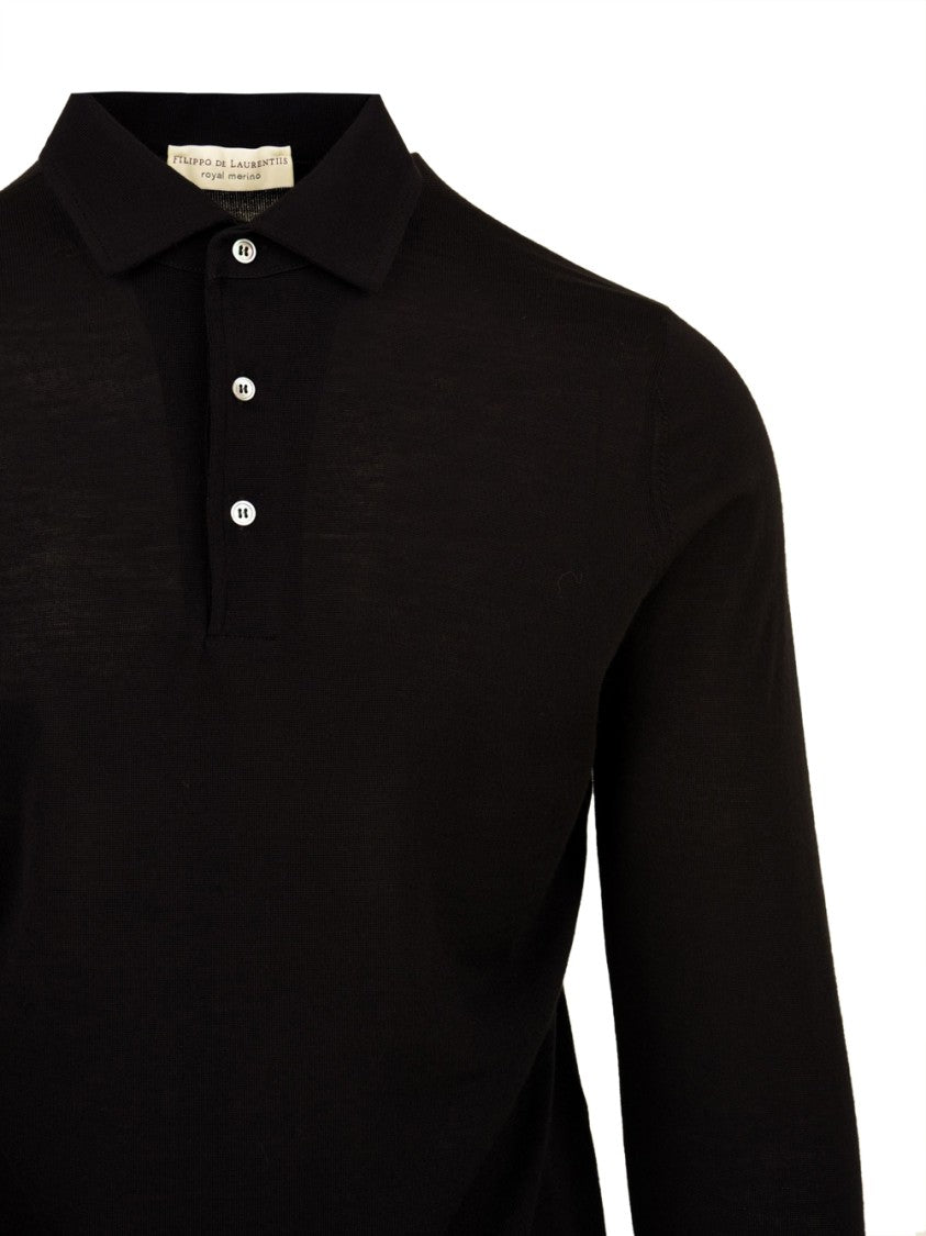 Filippo De Laurentiis Long-Sleeve Polo Shirt In Wool