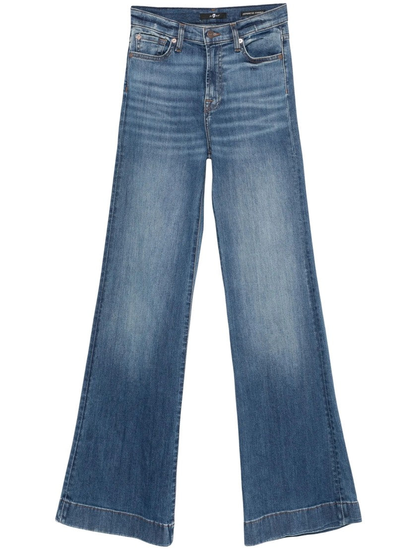 7 For All Mankind Wide-Leg High-Waist Jeans With Vintage Fading