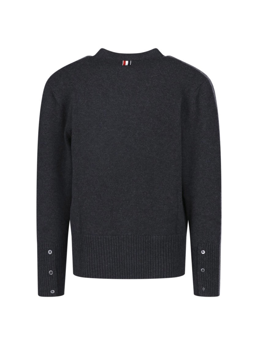 Thom Browne Cable Knit Button-Up Front Ribbed Detailing Cardigan