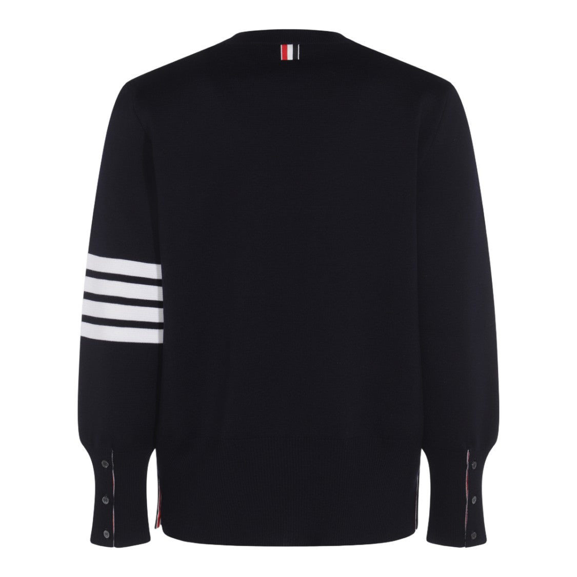 Thom Browne Crew Neck Sweater With Distinctive Striped Sleeve