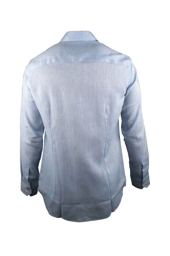 Moorer Slim Fit Sky Blue Linen Shirt